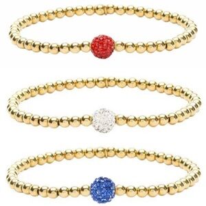3 Hand Crafted Gold Patriotic Bracelets